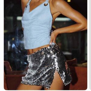 Princess Polly Yacht Day Sequin Mini Skirt Silver